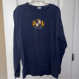 Gildan Navy Ignatius Hockey Long Sleeve Tee with Gold Crest Size: L
